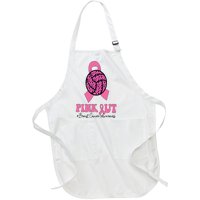 Breast Cancer Ribbon Pink Out Volleyball Pink Ribbon Leopard Full-Length Apron With Pockets