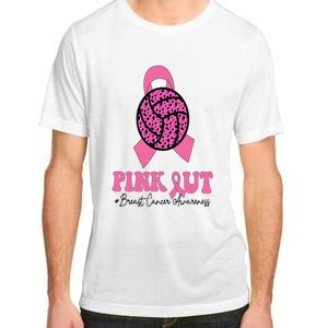 Breast Cancer Ribbon Pink Out Volleyball Pink Ribbon Leopard Adult ChromaSoft Performance T-Shirt