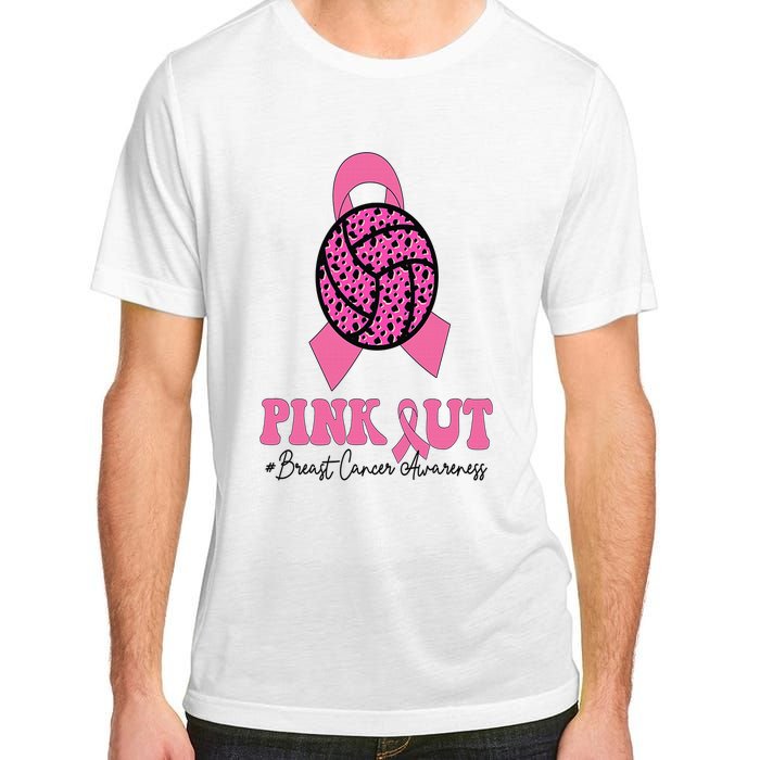 Breast Cancer Ribbon Pink Out Volleyball Pink Ribbon Leopard Adult ChromaSoft Performance T-Shirt