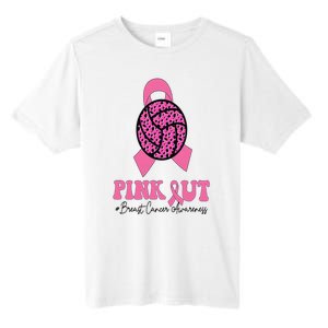 Breast Cancer Ribbon Pink Out Volleyball Pink Ribbon Leopard Tall Fusion ChromaSoft Performance T-Shirt