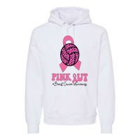 Breast Cancer Ribbon Pink Out Volleyball Pink Ribbon Leopard Premium Hoodie