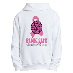 Breast Cancer Ribbon Pink Out Volleyball Pink Ribbon Leopard Urban Pullover Hoodie