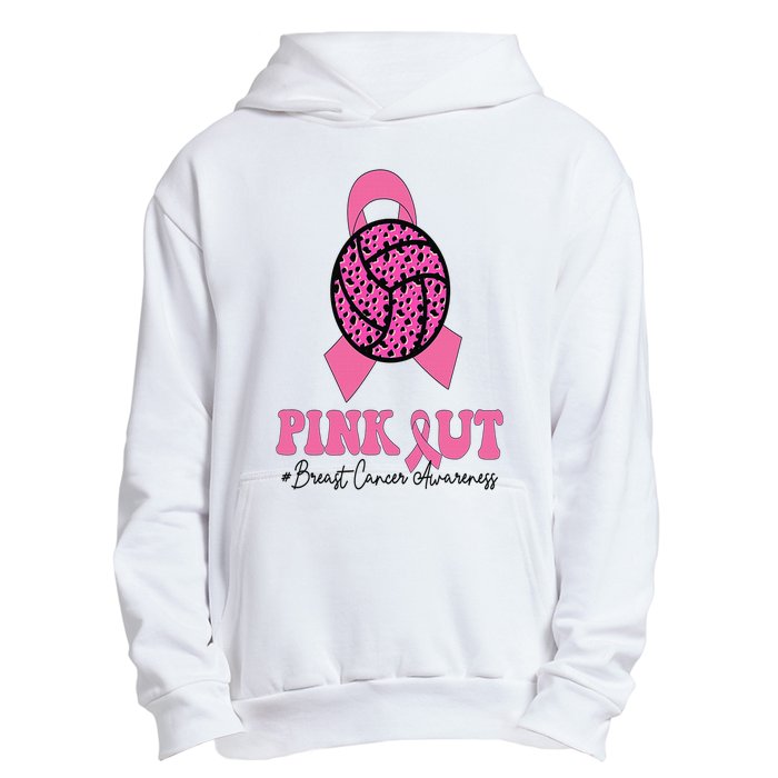 Breast Cancer Ribbon Pink Out Volleyball Pink Ribbon Leopard Urban Pullover Hoodie