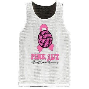 Breast Cancer Ribbon Pink Out Volleyball Pink Ribbon Leopard Mesh Reversible Basketball Jersey Tank