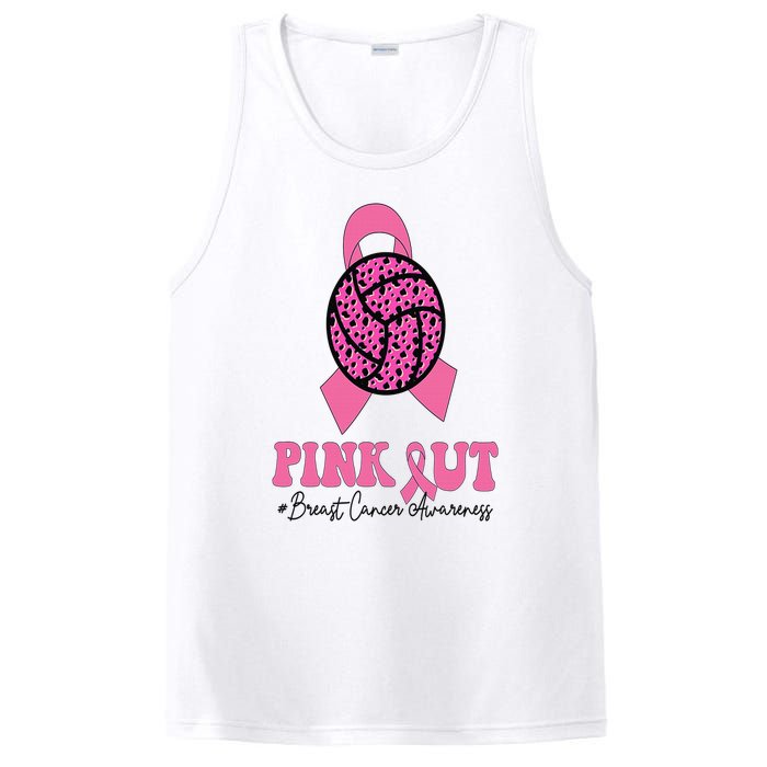 Breast Cancer Ribbon Pink Out Volleyball Pink Ribbon Leopard PosiCharge Competitor Tank