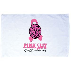 Breast Cancer Ribbon Pink Out Volleyball Pink Ribbon Leopard Microfiber Hand Towel