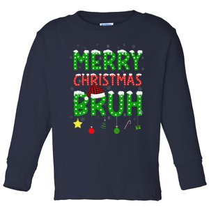 Bruh Christmas Red Plaid Teens Xmas Pajama Toddler Long Sleeve Shirt