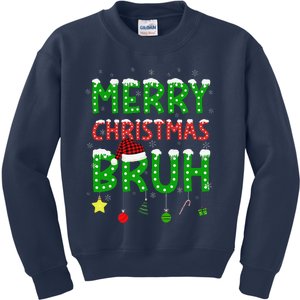 Bruh Christmas Red Plaid Teens Xmas Pajama Kids Sweatshirt