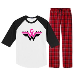 Breast Cancer Ribbon Raglan Sleeve Pajama Set