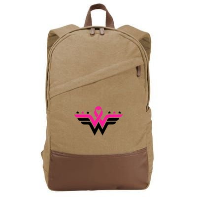 Breast Cancer Ribbon Cotton Canvas Backpack