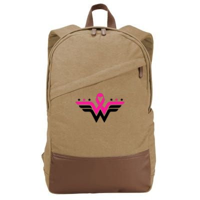 Breast Cancer Ribbon Cotton Canvas Backpack