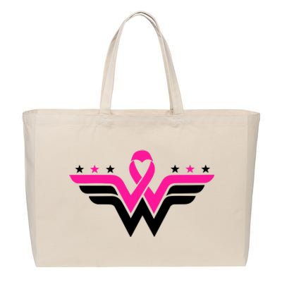 Breast Cancer Ribbon Cotton Canvas Jumbo Tote