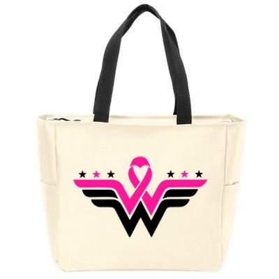 Breast Cancer Ribbon Zip Tote Bag