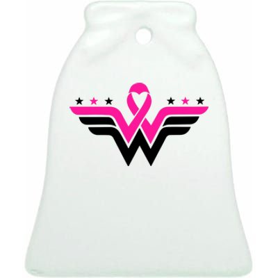 Breast Cancer Ribbon Ceramic Bell Ornament