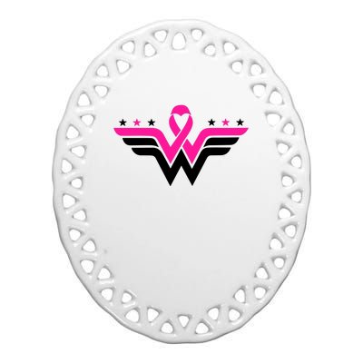 Breast Cancer Ribbon Ceramic Oval Ornament