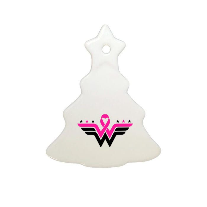 Breast Cancer Ribbon Ceramic Tree Ornament