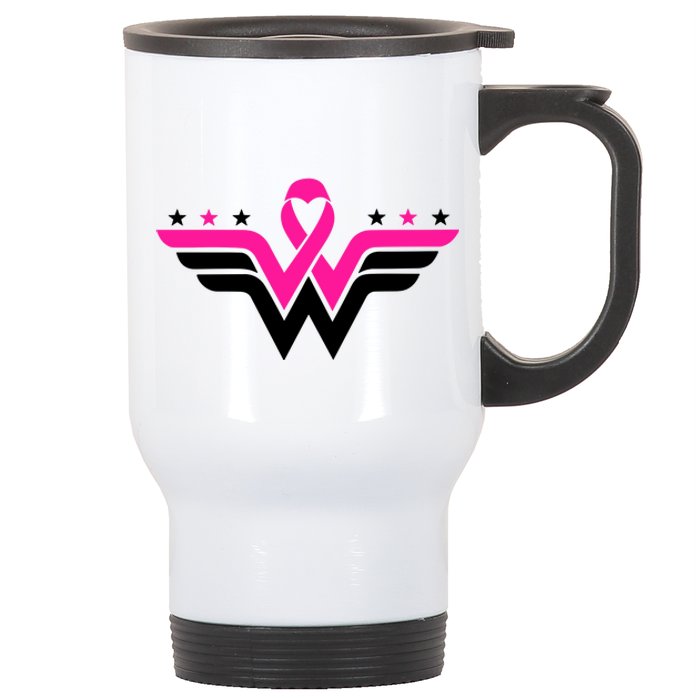 Breast Cancer Ribbon Stainless Steel Travel Mug