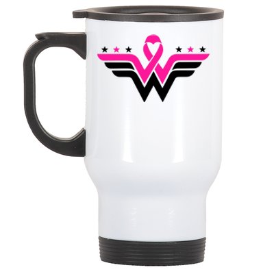 Breast Cancer Ribbon Stainless Steel Travel Mug