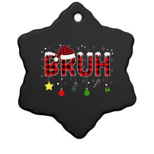 Bruh Christmas Red Plaid Teens Xmas Pajama Ceramic Star Ornament