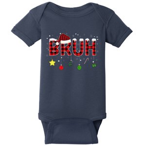 Bruh Christmas Red Plaid Teens Xmas Pajama Baby Bodysuit