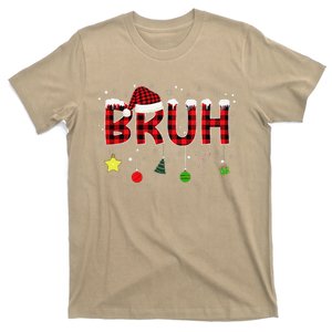 Bruh Christmas Red Plaid Teens Xmas Pajama T-Shirt