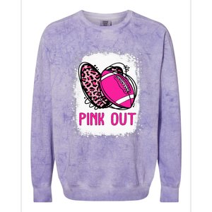 Breast Cancer Ribbon Out Football Heart Bleached Colorblast Crewneck Sweatshirt