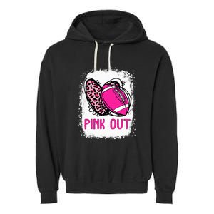 Breast Cancer Ribbon Out Football Heart Bleached Garment-Dyed Fleece Hoodie