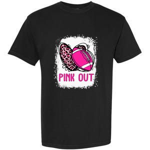 Breast Cancer Ribbon Out Football Heart Bleached Garment-Dyed Heavyweight T-Shirt