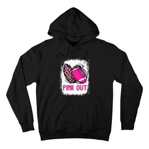 Breast Cancer Ribbon Out Football Heart Bleached Hoodie