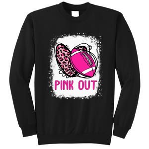 Breast Cancer Ribbon Out Football Heart Bleached Sweatshirt