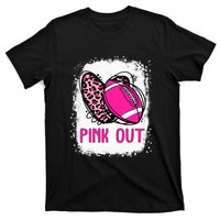 Breast Cancer Ribbon Out Football Heart Bleached T-Shirt