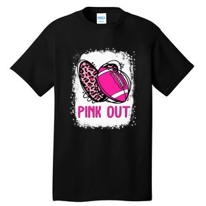 Breast Cancer Ribbon Out Football Heart Bleached Tall T-Shirt