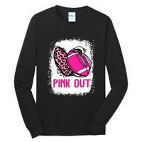 Breast Cancer Ribbon Out Football Heart Bleached Tall Long Sleeve T-Shirt