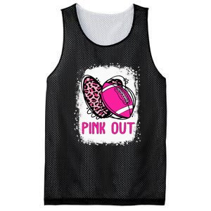 Breast Cancer Ribbon Out Football Heart Bleached Mesh Reversible Basketball Jersey Tank