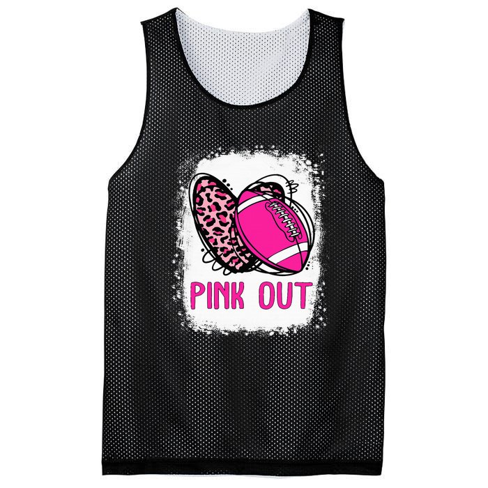 Breast Cancer Ribbon Out Football Heart Bleached Mesh Reversible Basketball Jersey Tank