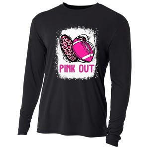 Breast Cancer Ribbon Out Football Heart Bleached Cooling Performance Long Sleeve Crew