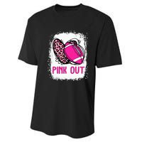 Breast Cancer Ribbon Out Football Heart Bleached Performance Sprint T-Shirt