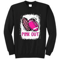 Breast Cancer Ribbon Out Football Heart Bleached Tall Sweatshirt