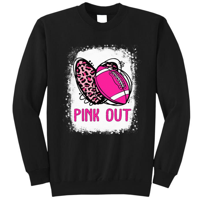 Breast Cancer Ribbon Out Football Heart Bleached Tall Sweatshirt