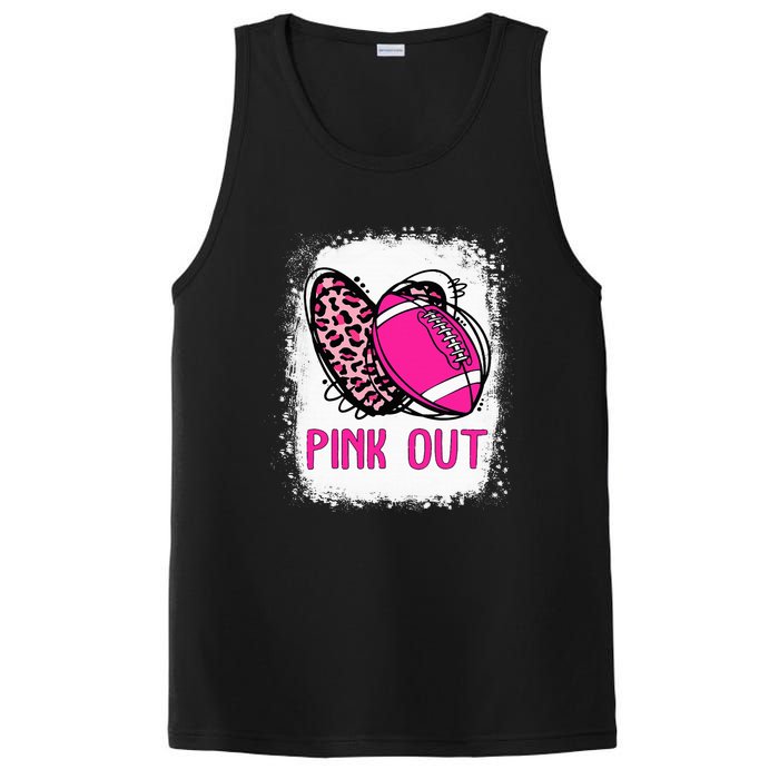 Breast Cancer Ribbon Out Football Heart Bleached PosiCharge Competitor Tank