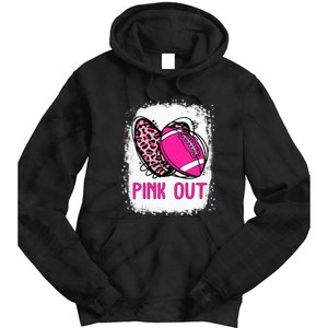 Breast Cancer Ribbon Out Football Heart Bleached Tie Dye Hoodie