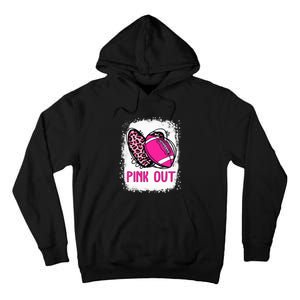 Breast Cancer Ribbon Out Football Heart Bleached Tall Hoodie