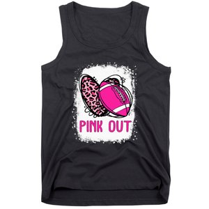 Breast Cancer Ribbon Out Football Heart Bleached Tank Top