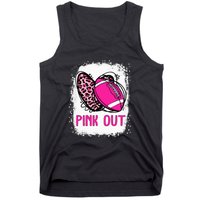 Breast Cancer Ribbon Out Football Heart Bleached Tank Top