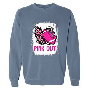 Breast Cancer Ribbon Out Football Heart Bleached Garment-Dyed Sweatshirt