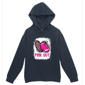 Breast Cancer Ribbon Out Football Heart Bleached Urban Pullover Hoodie