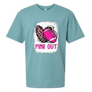 Breast Cancer Ribbon Out Football Heart Bleached Sueded Cloud Jersey T-Shirt