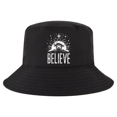 Believe Christmas Religious Nativity Jesus Ger Gift Cool Comfort Performance Bucket Hat