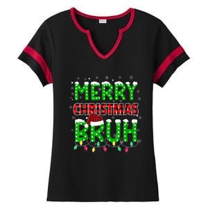 Bruh Christmas Red Plaid Teens Boy Xmas Pajama Ladies Halftime Notch Neck Tee