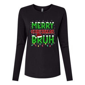 Bruh Christmas Red Plaid Teens Boy Xmas Pajama Womens Cotton Relaxed Long Sleeve T-Shirt